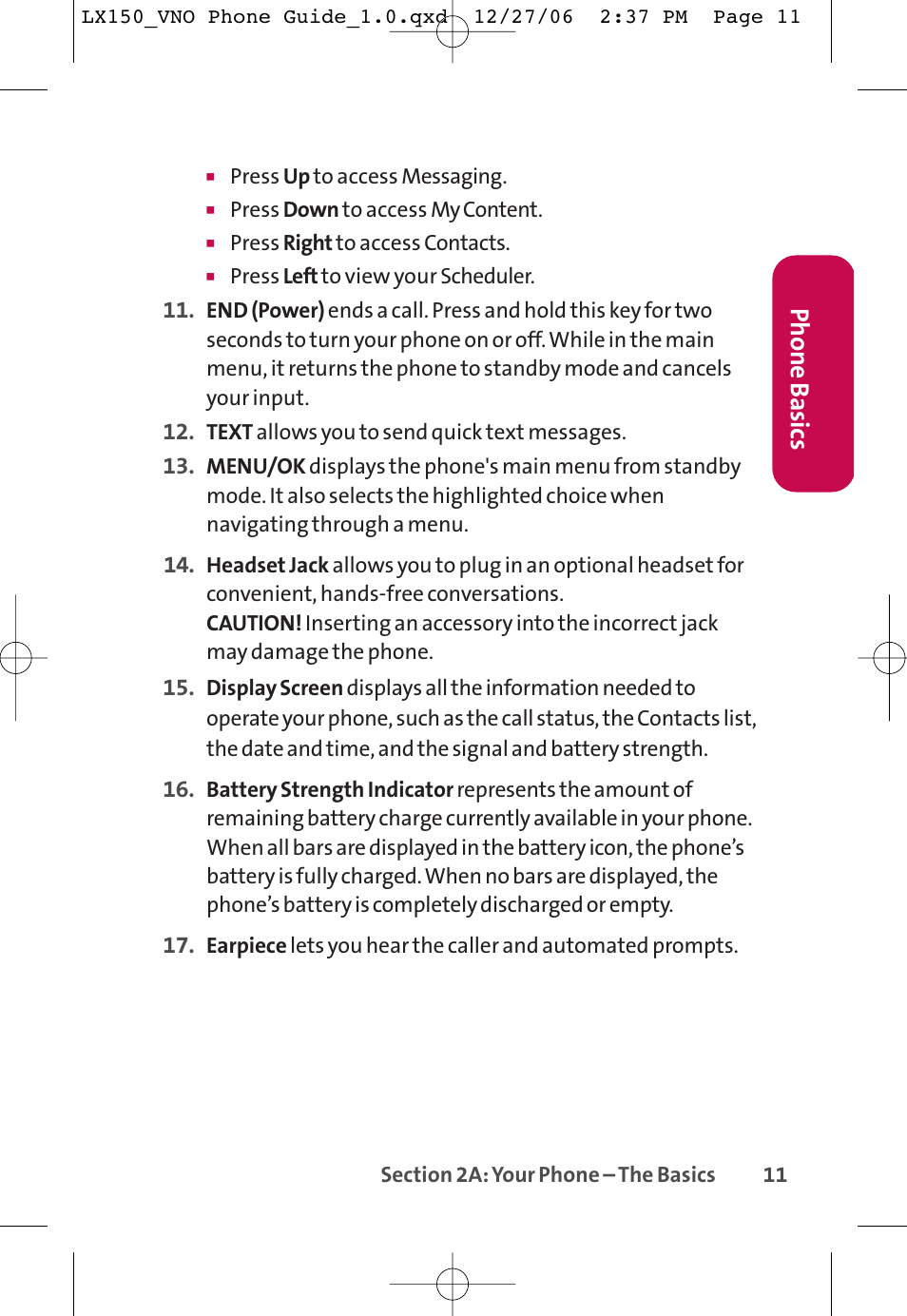 Phone basics | LG LG150 User Manual | Page 23 / 174