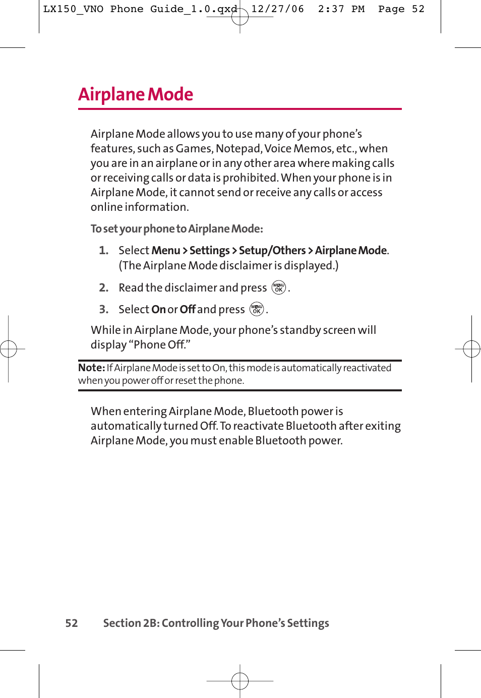 Airplane mode | LG LG150 User Manual | Page 64 / 174