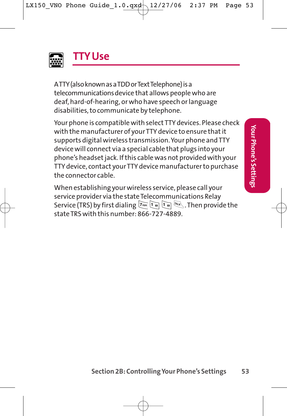 Tty use | LG LG150 User Manual | Page 65 / 174