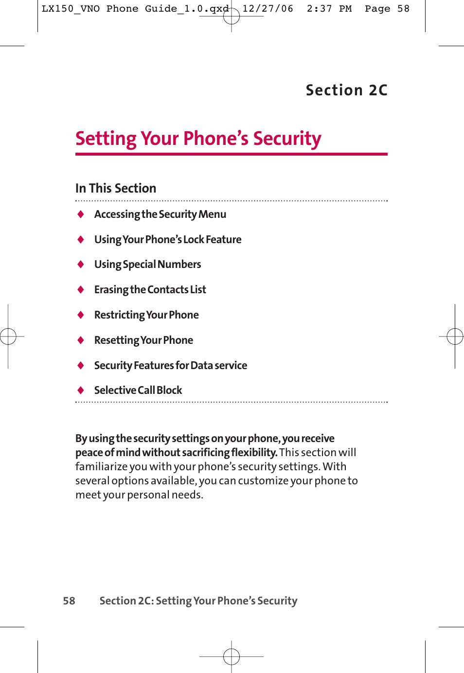 Setting your phone’s security | LG LG150 User Manual | Page 70 / 174