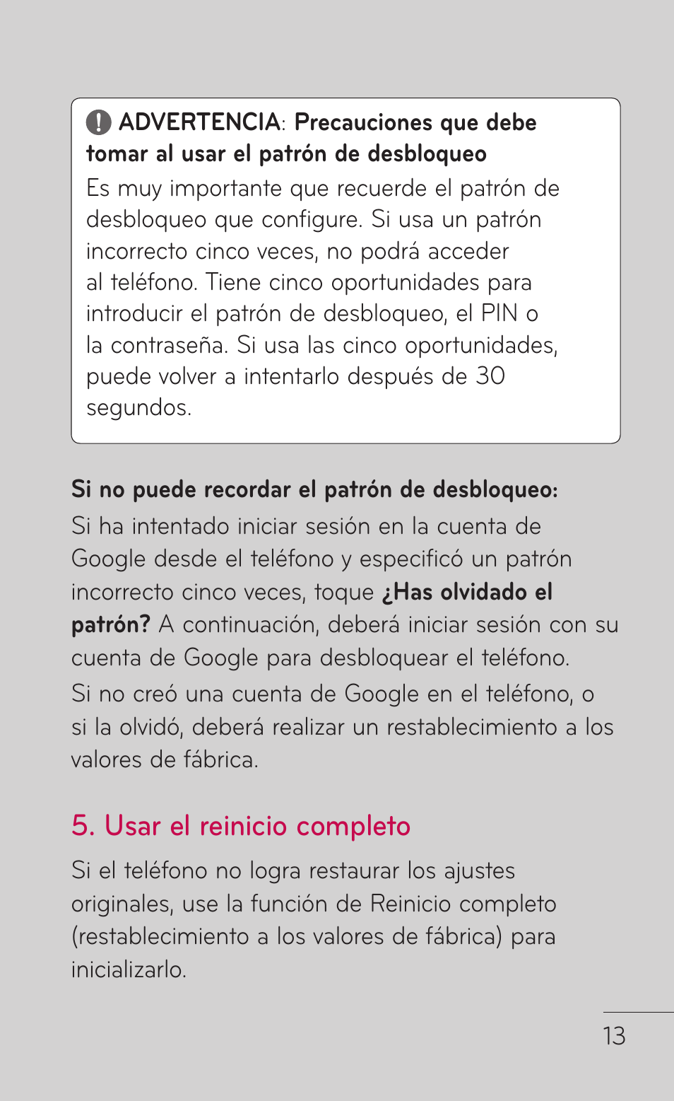 Usar el reinicio completo | LG LGC800VL User Manual | Page 175 / 342