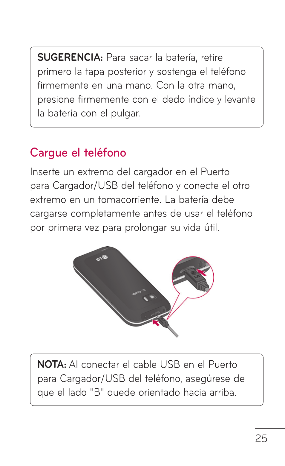 Cargue el teléfono | LG LGC800VL User Manual | Page 187 / 342