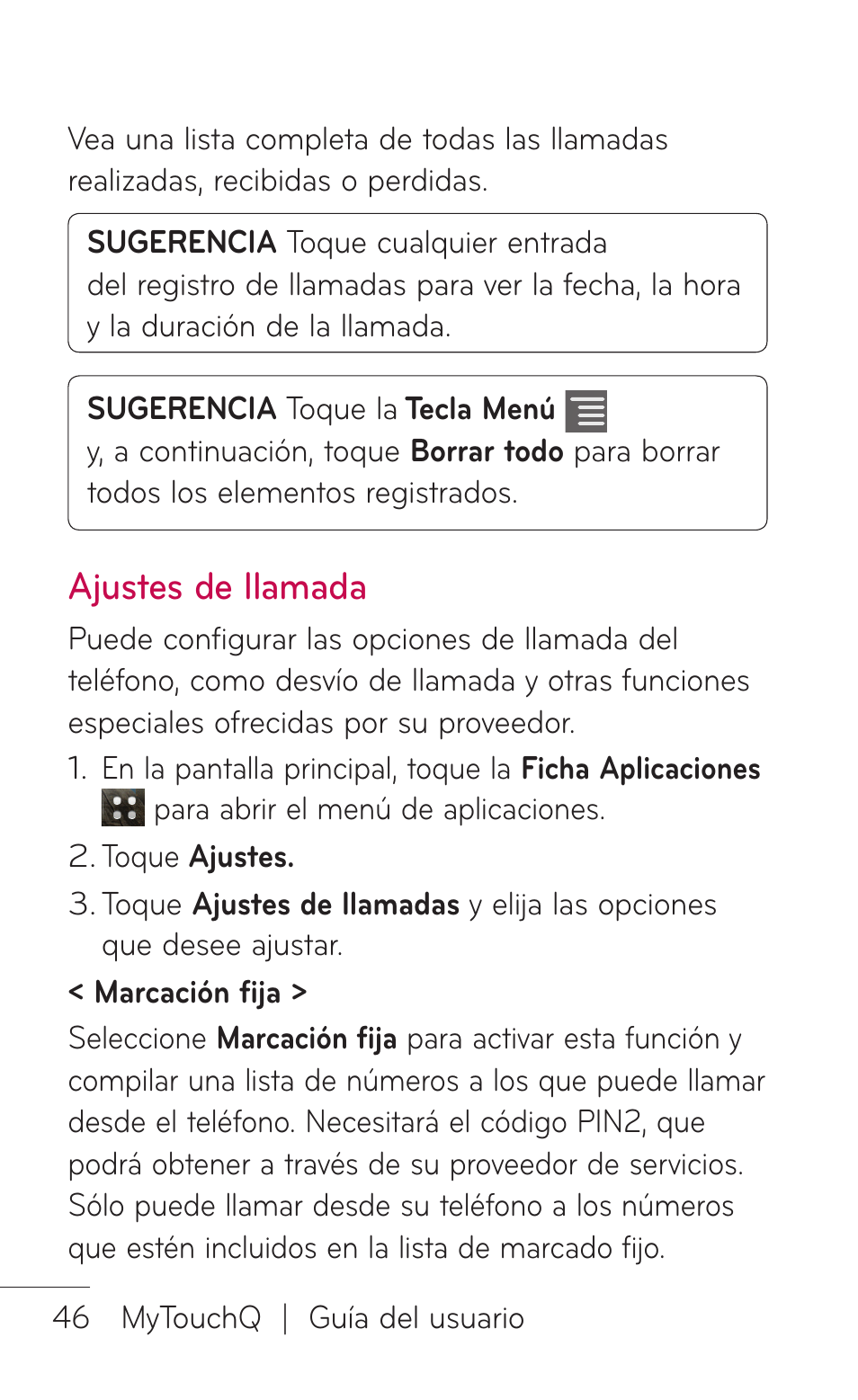 Ajustes de llamada | LG LGC800VL User Manual | Page 208 / 342