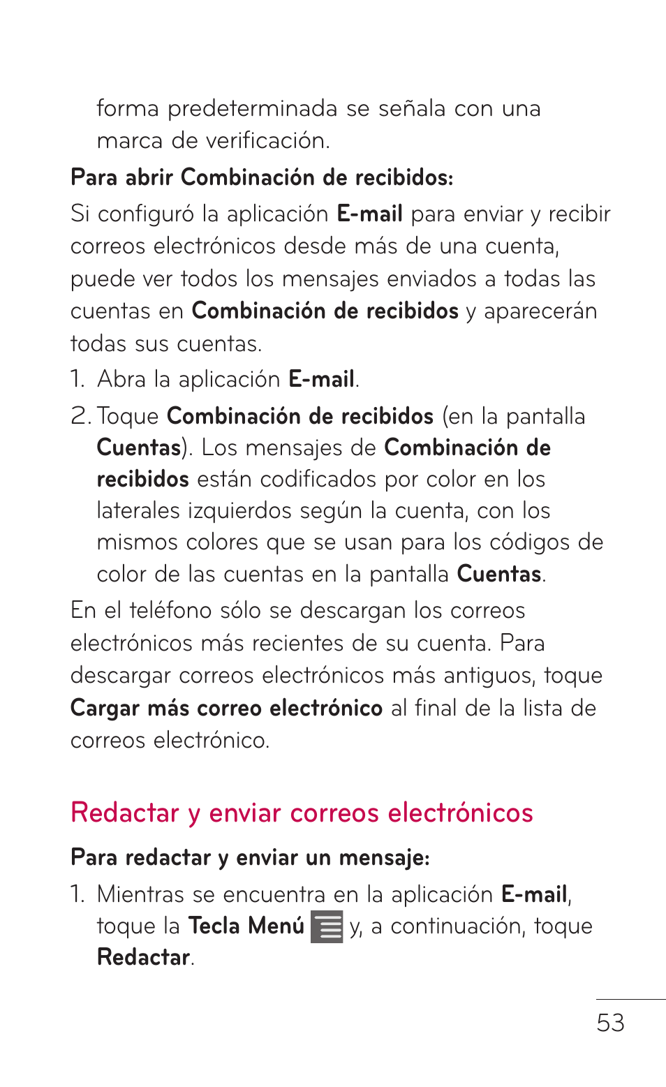 Redactar y enviar correos electrónicos | LG LGC800VL User Manual | Page 215 / 342