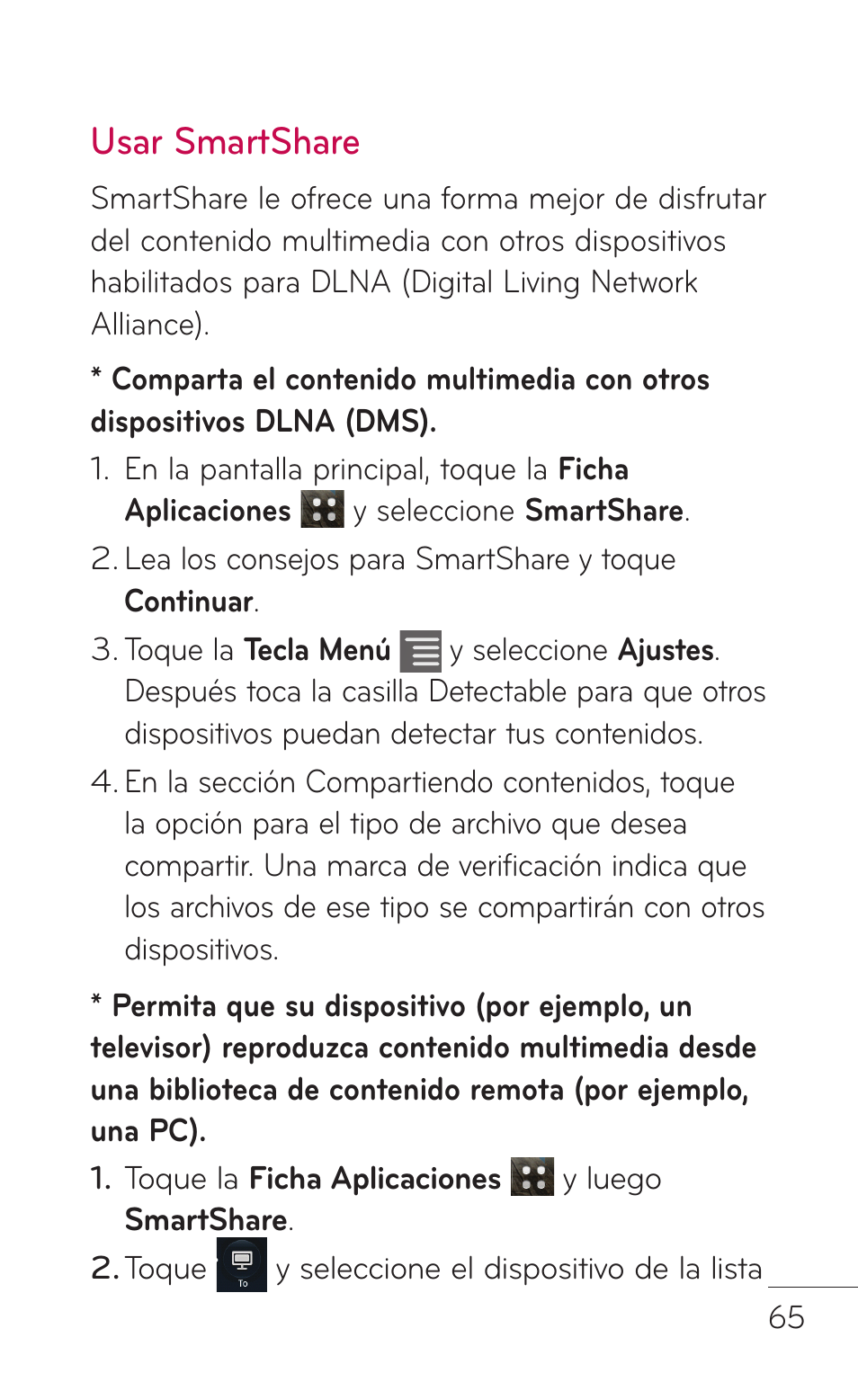 Usar smartshare | LG LGC800VL User Manual | Page 227 / 342