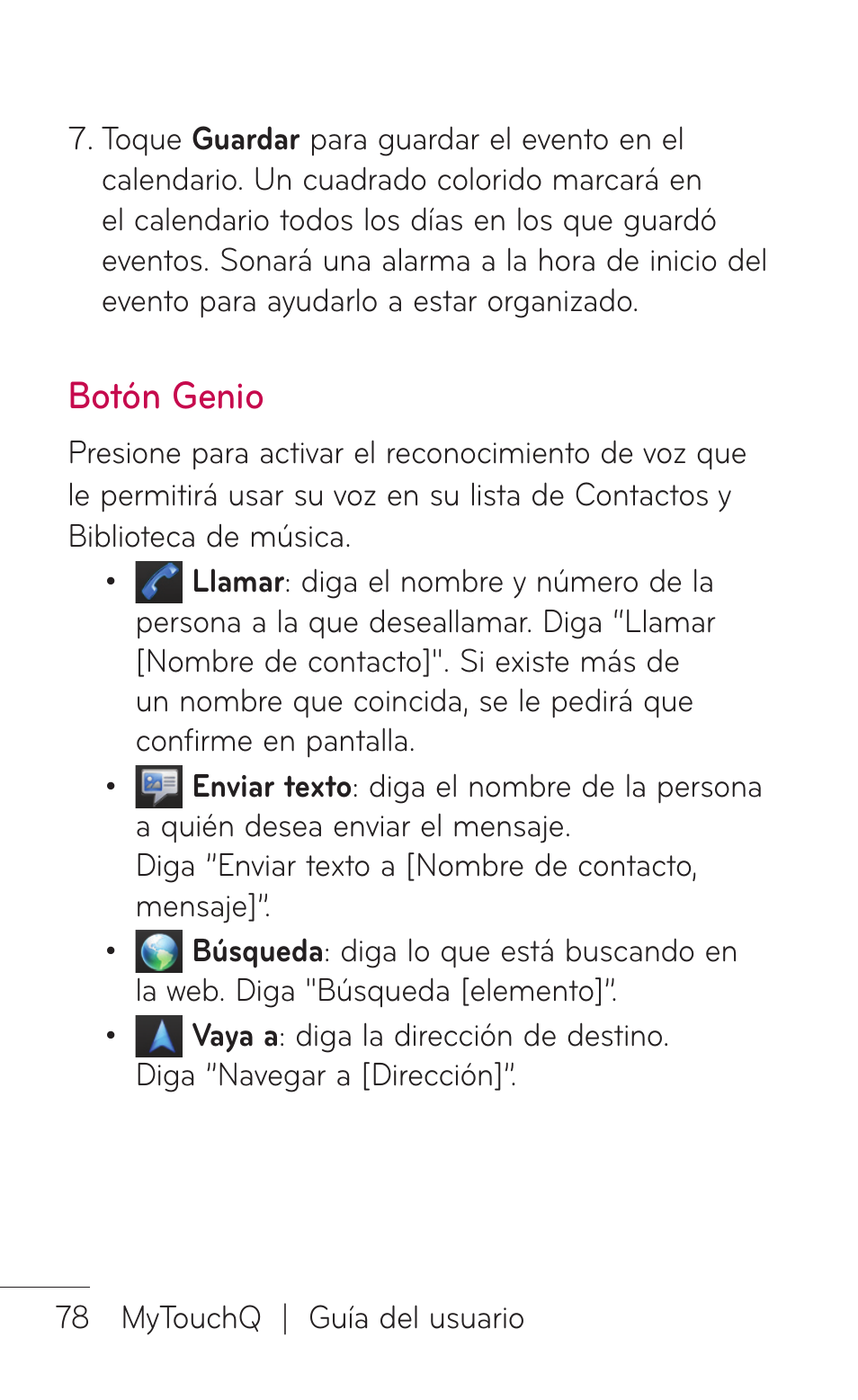 Botón genio | LG LGC800VL User Manual | Page 240 / 342