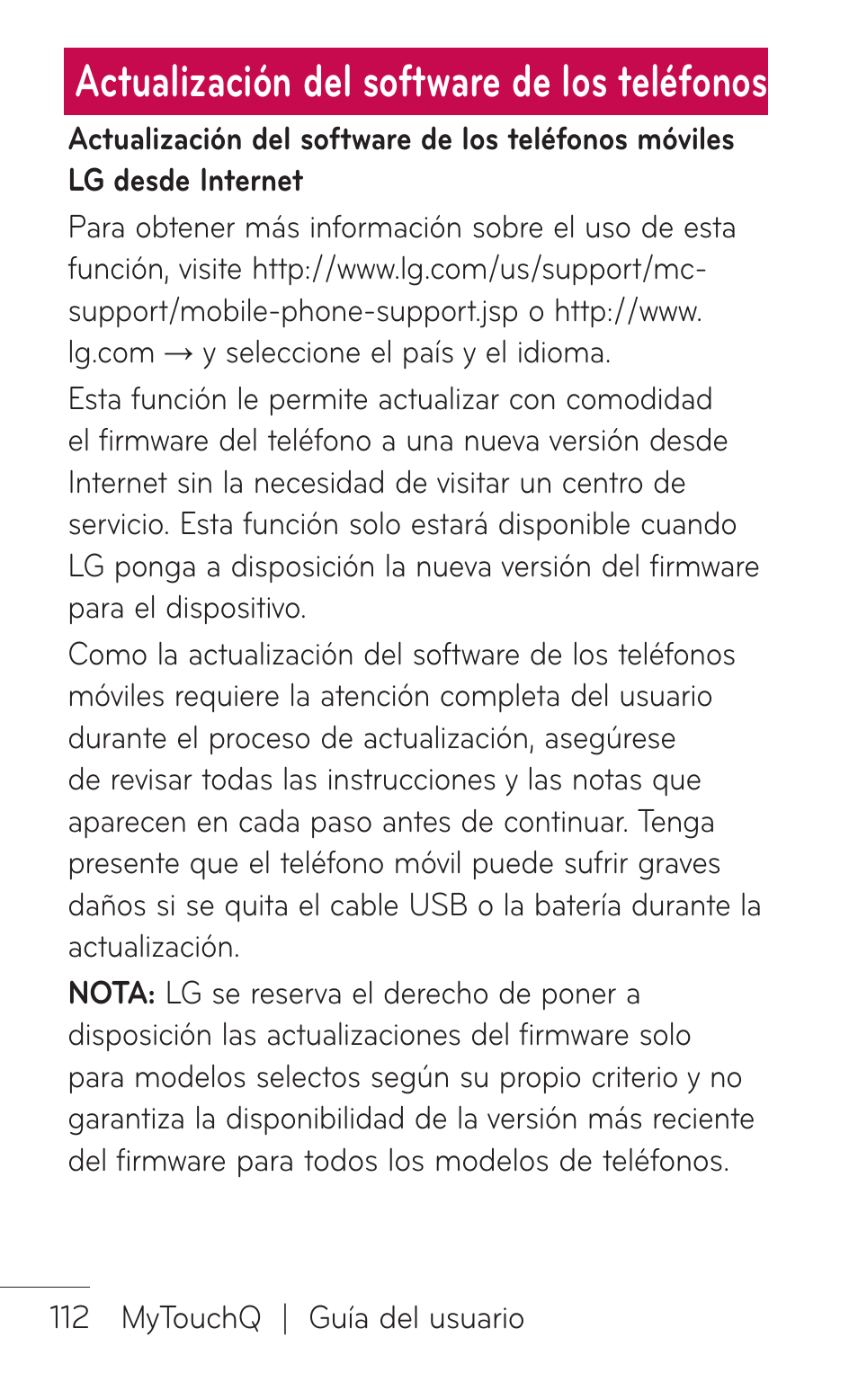 Actualización del software de los teléfonos | LG LGC800VL User Manual | Page 274 / 342