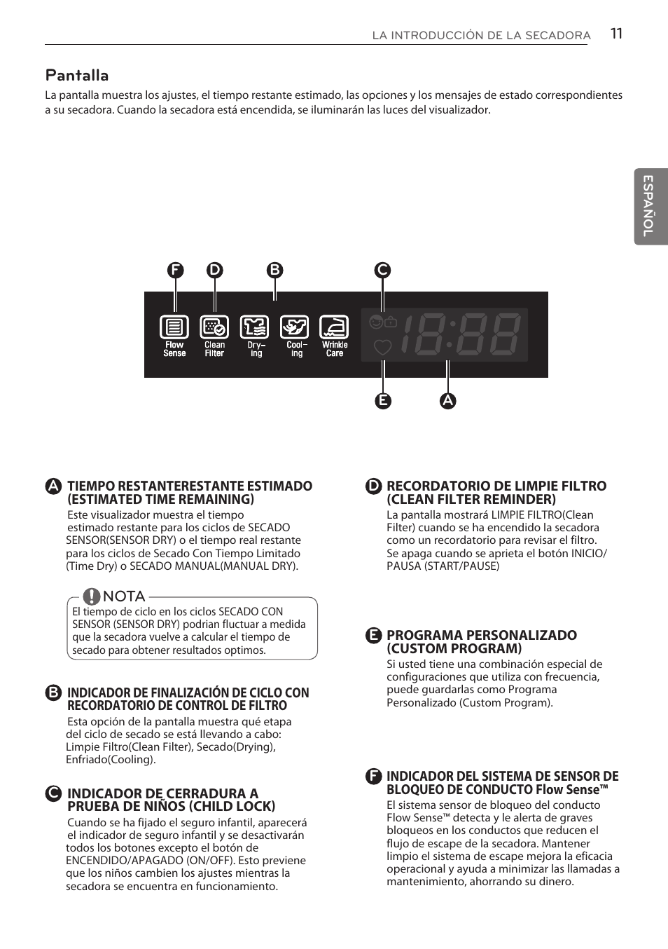 Pantalla | LG DLGY1702V User Manual | Page 51 / 84