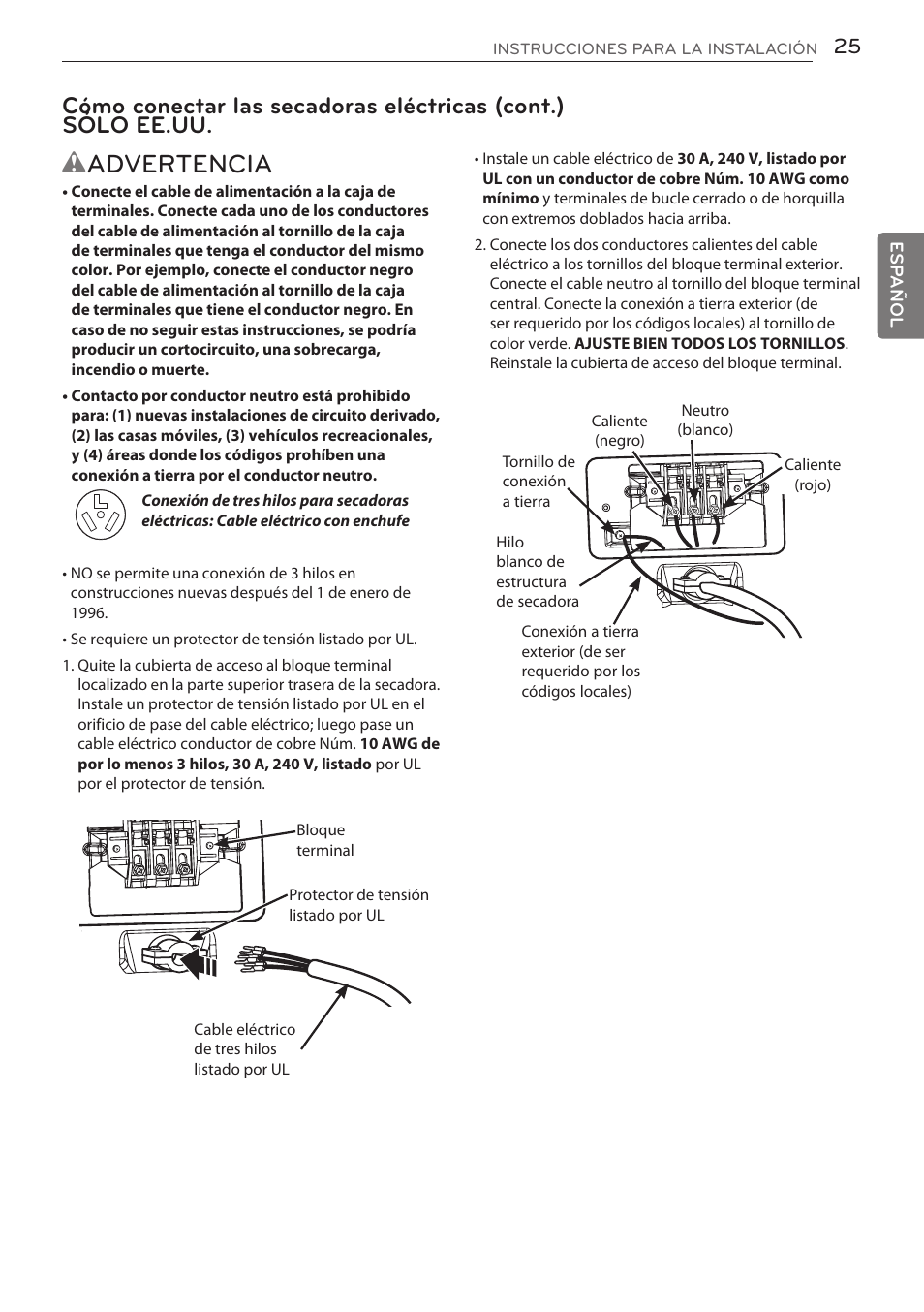 Wadvertencia | LG DLGY1702V User Manual | Page 65 / 84