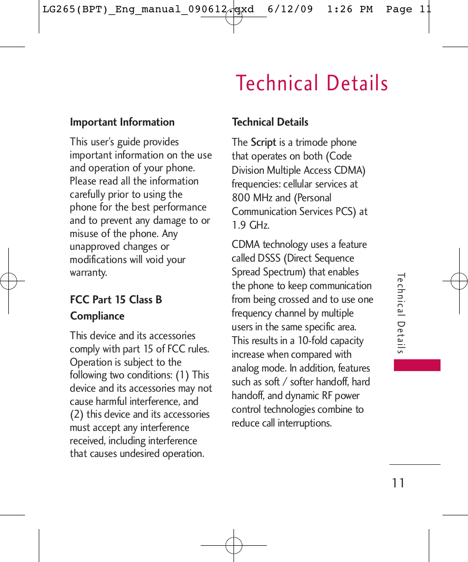 Technical details | LG LG265 User Manual | Page 11 / 128