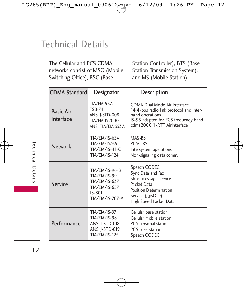 Technical details | LG LG265 User Manual | Page 12 / 128