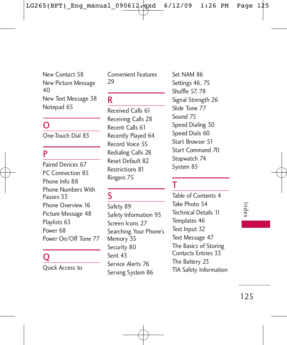 LG LG265 User Manual | Page 125 / 128