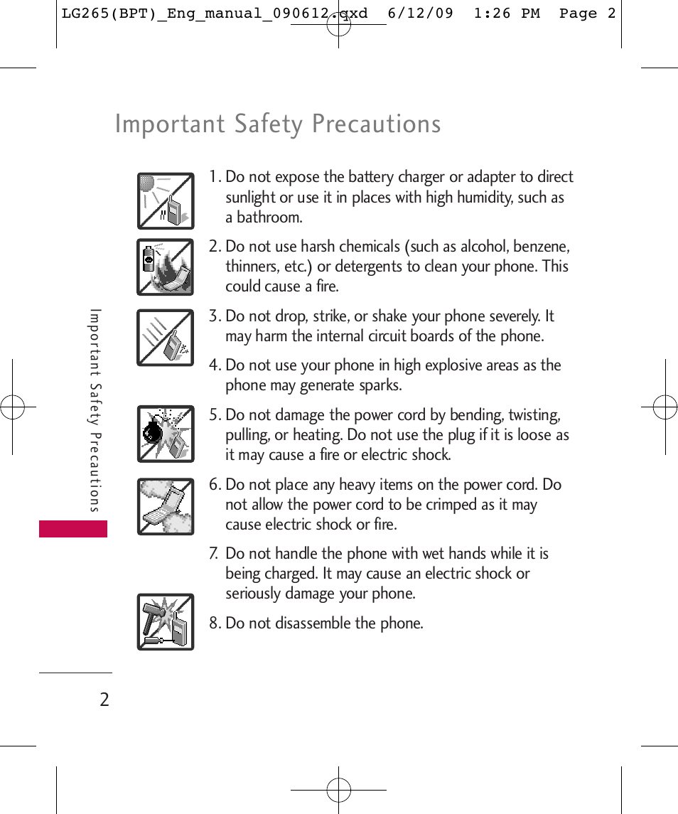Important safety precautions | LG LG265 User Manual | Page 2 / 128