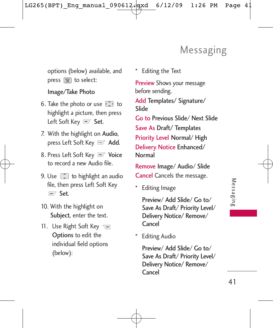 Messaging | LG LG265 User Manual | Page 41 / 128