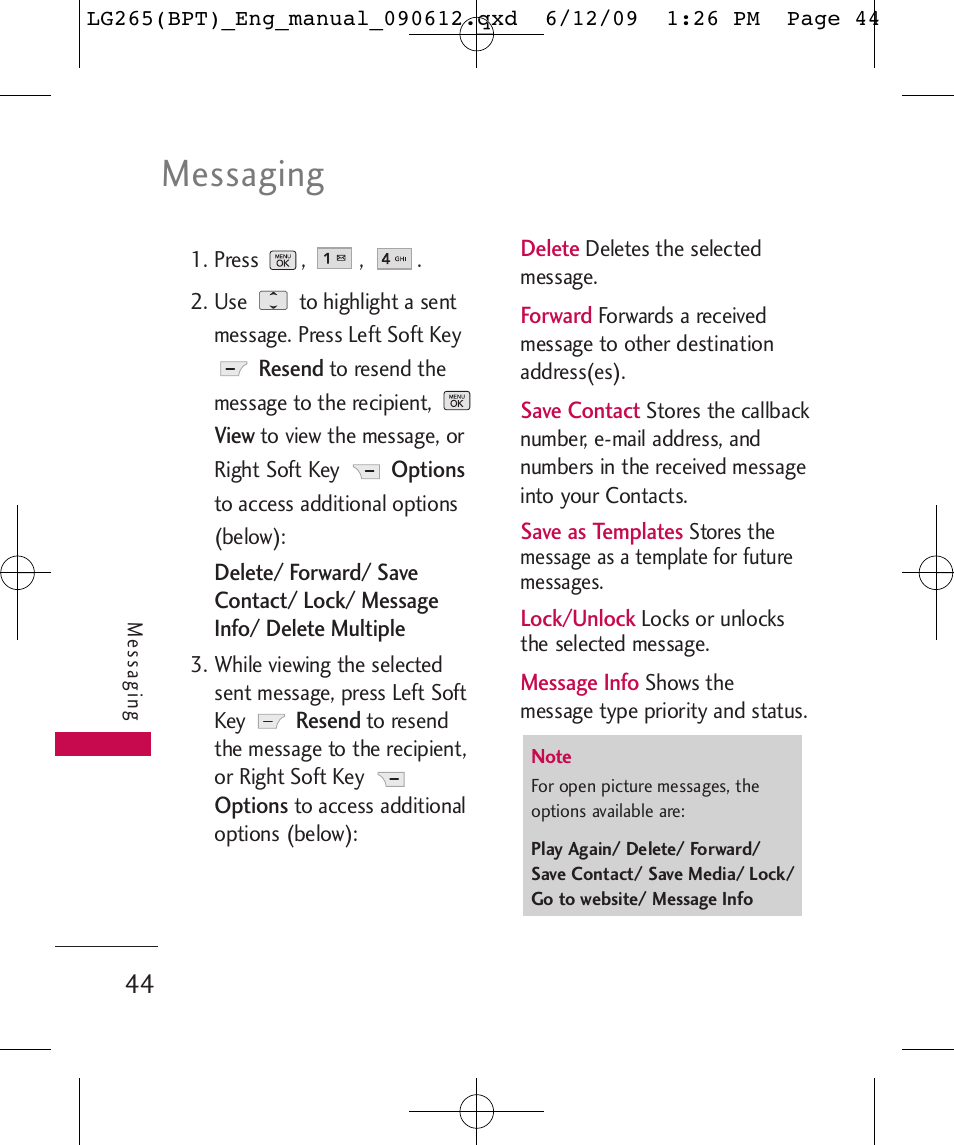 Messaging | LG LG265 User Manual | Page 44 / 128