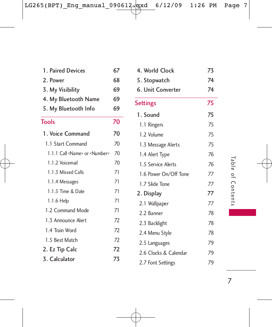 LG LG265 User Manual | Page 7 / 128