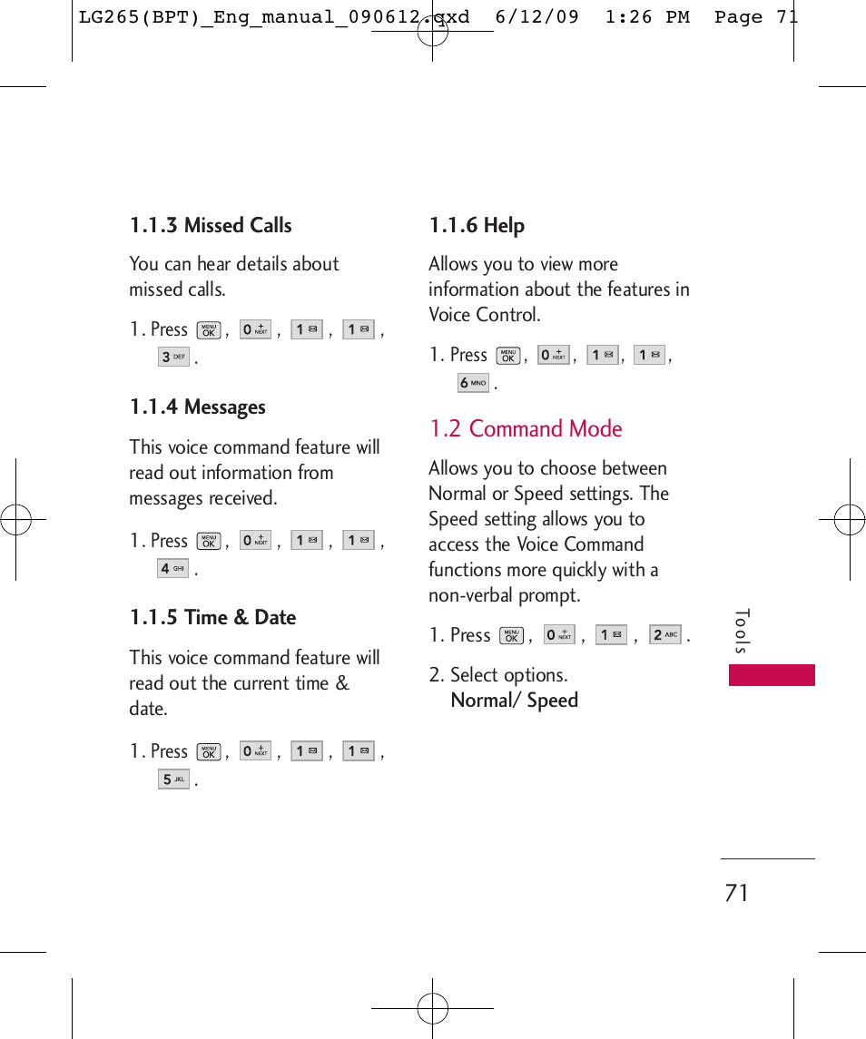 2 command mode | LG LG265 User Manual | Page 71 / 128