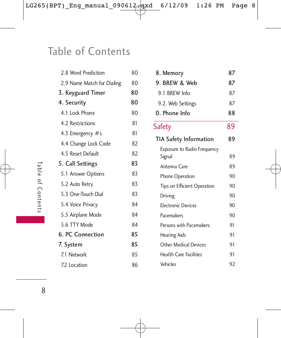 LG LG265 User Manual | Page 8 / 128