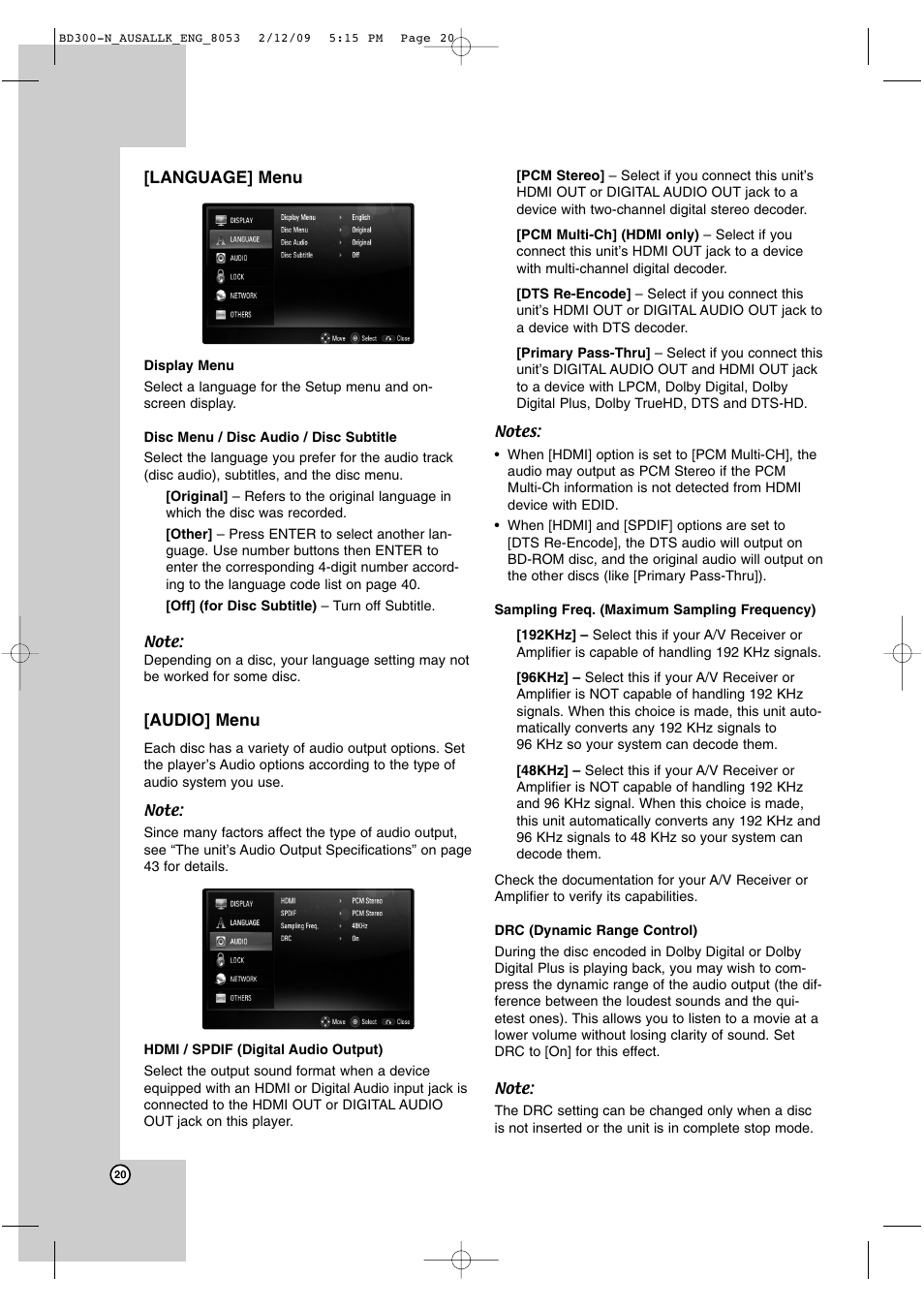 LG BD300 User Manual | Page 20 / 48