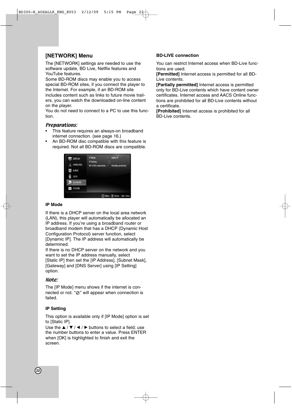 LG BD300 User Manual | Page 22 / 48