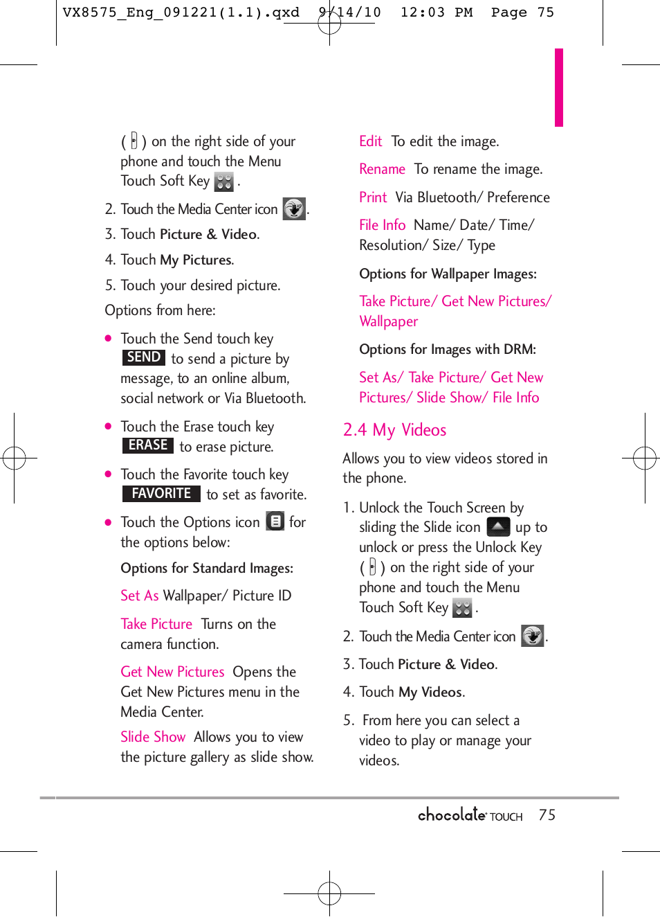 4 my videos | LG LGVX8575LK User Manual | Page 77 / 162