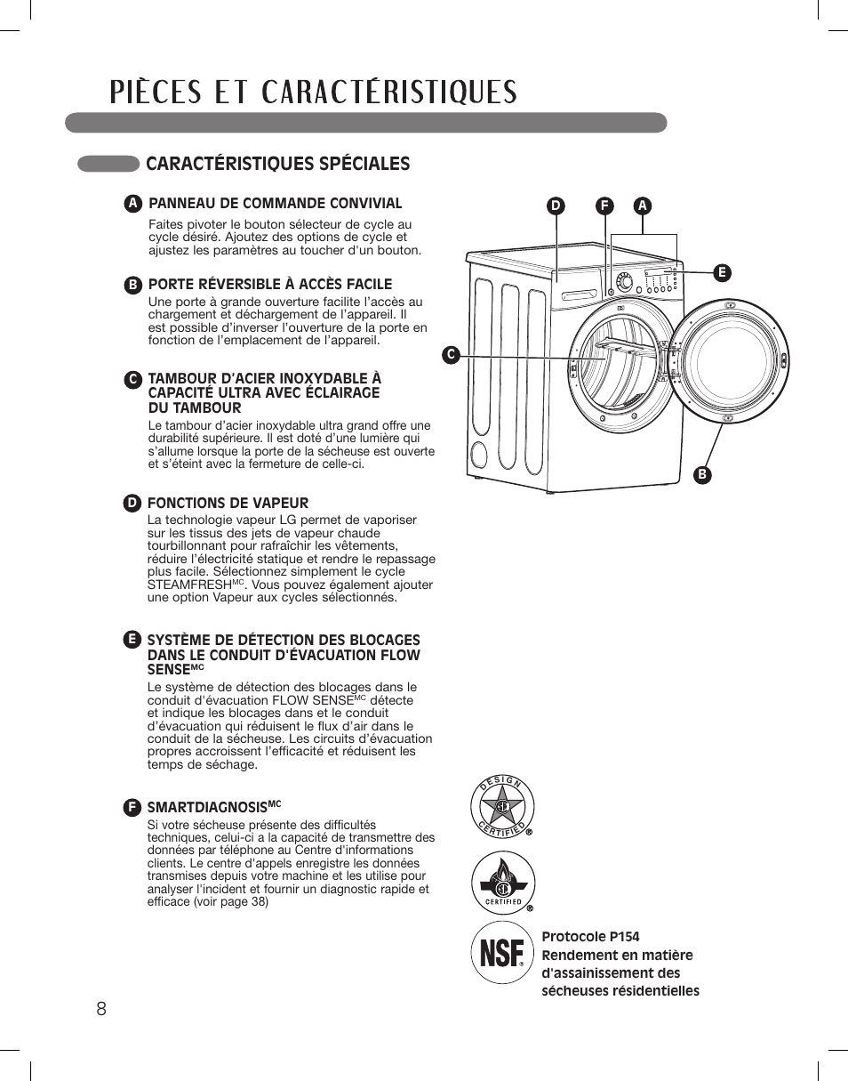 Caractéristiques spéciales | LG DLEX3360R User Manual | Page 104 / 148