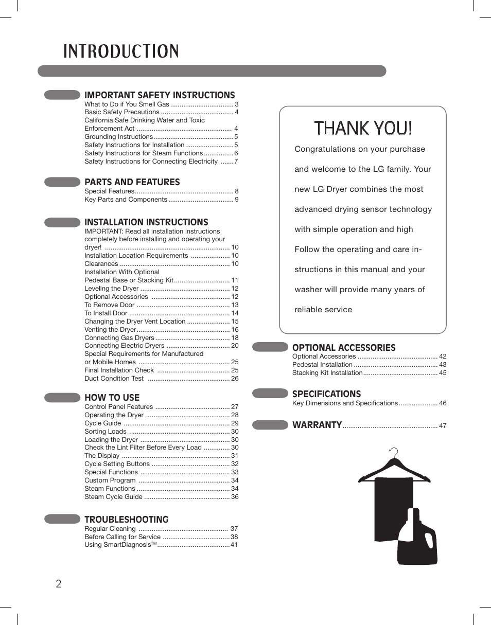 LG DLEX3360R User Manual | Page 2 / 148