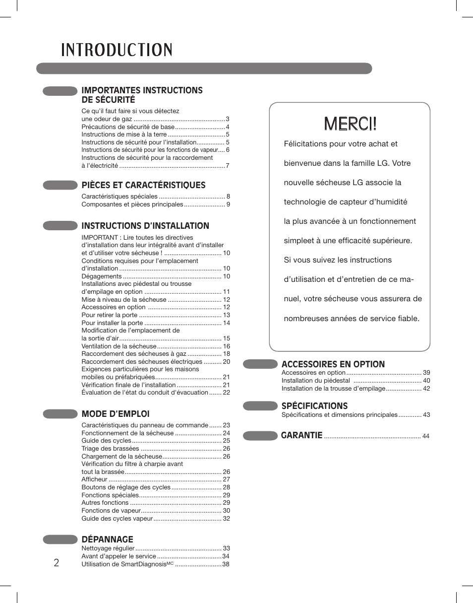 Merci | LG DLEX3360R User Manual | Page 98 / 148