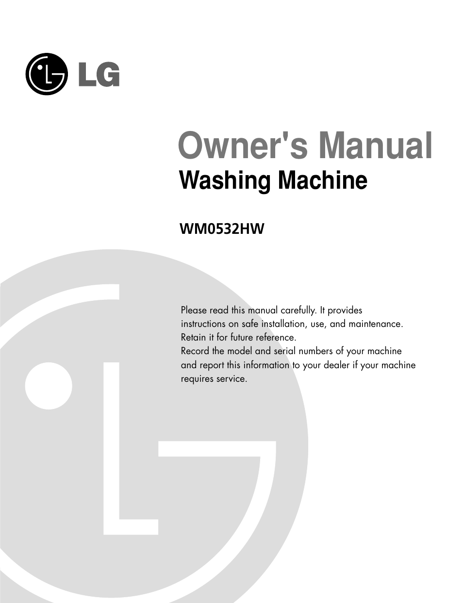 LG WM0532HW User Manual | 48 pages