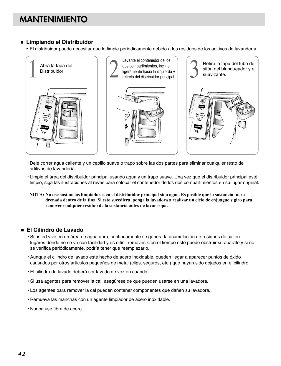 Mantenimiento | LG WM0532HW User Manual | Page 42 / 48