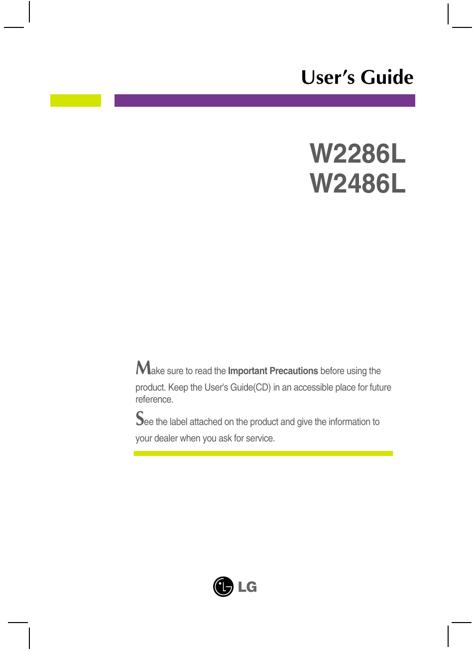 LG W2286L-PF User Manual | 33 pages