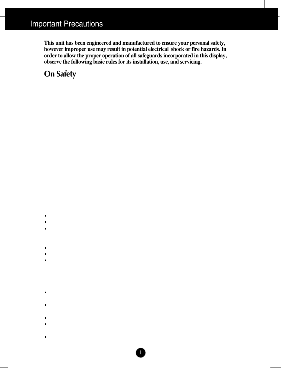 Important precautions, On safety | LG W2286L-PF User Manual | Page 2 / 33