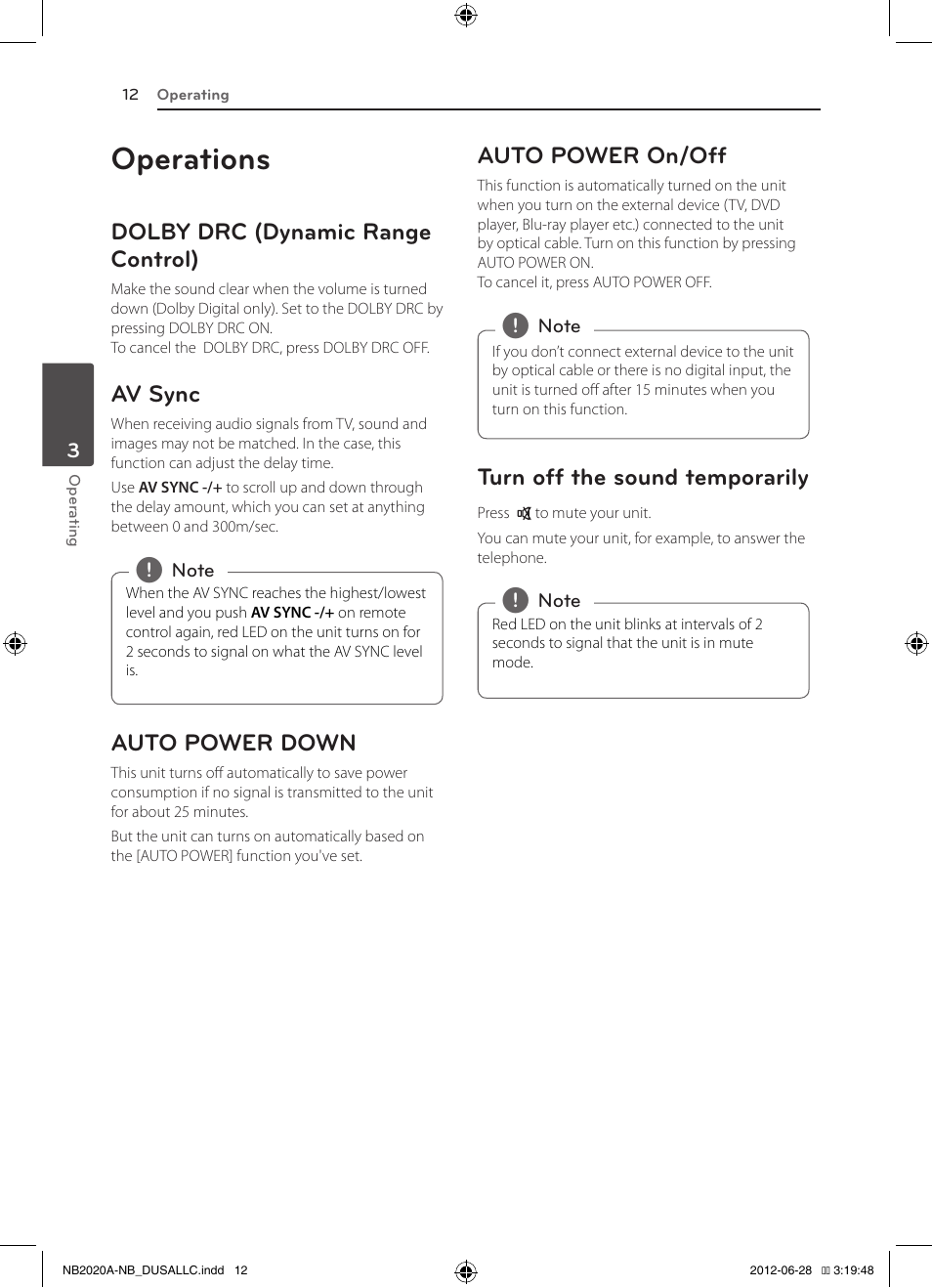 Operations | LG NB2022A User Manual | Page 12 / 18