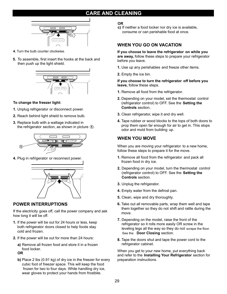 Care and cleaning | LG LRBN20512SW User Manual | Page 29 / 38