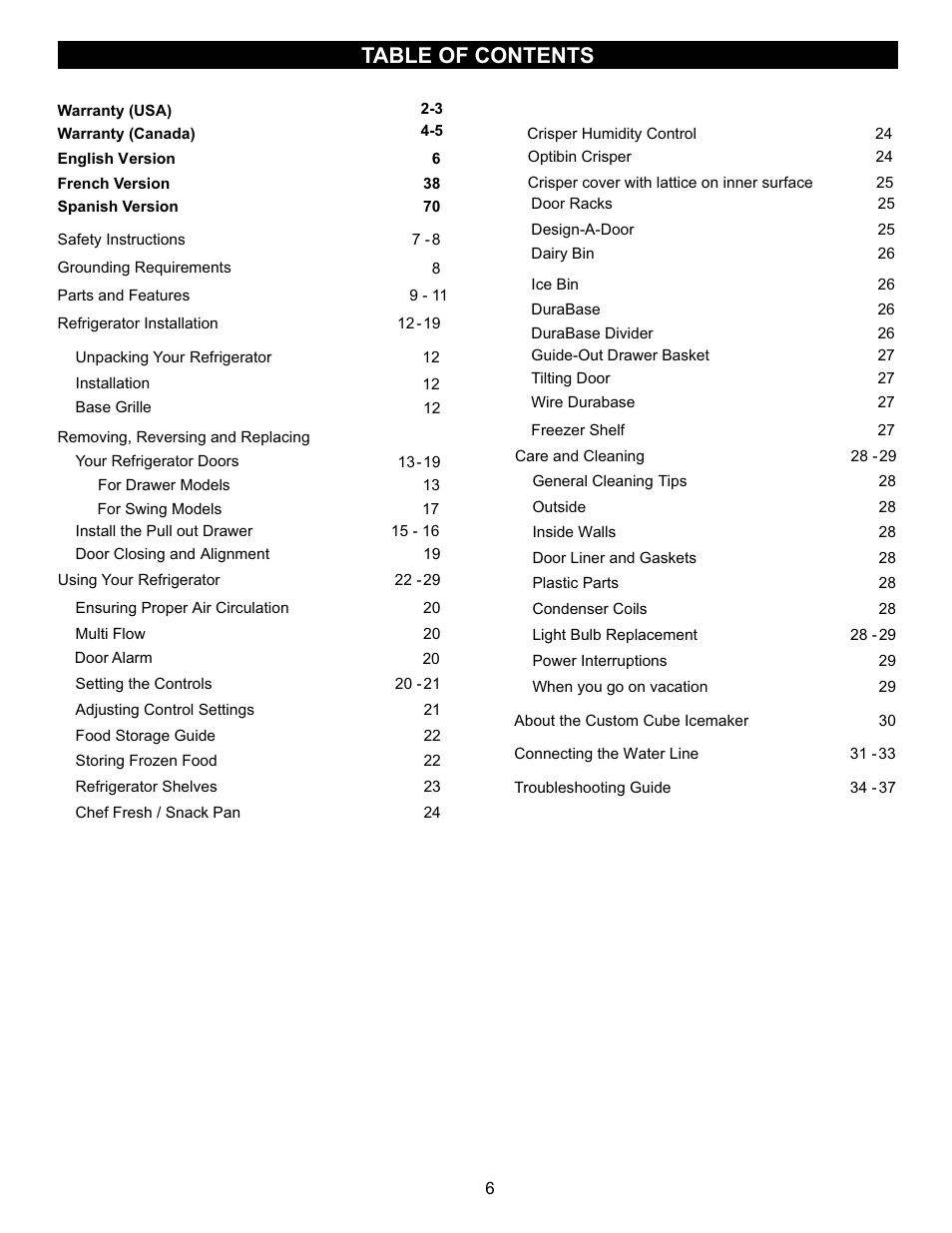 LG LRBN20512SW User Manual | Page 6 / 38