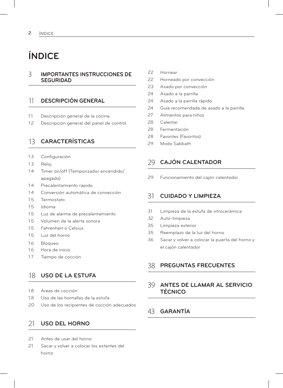 Índice | LG LRE3025ST User Manual | Page 44 / 88