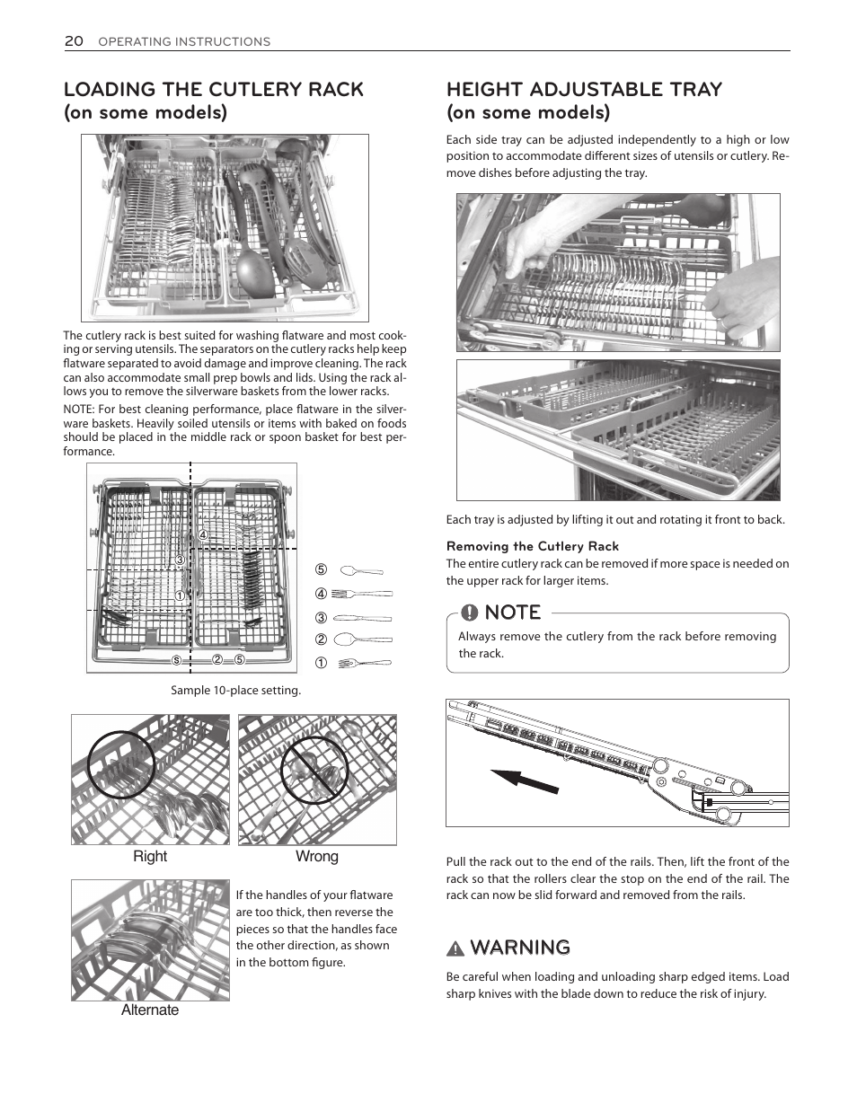 Warning | LG LDF8874ST User Manual | Page 20 / 100