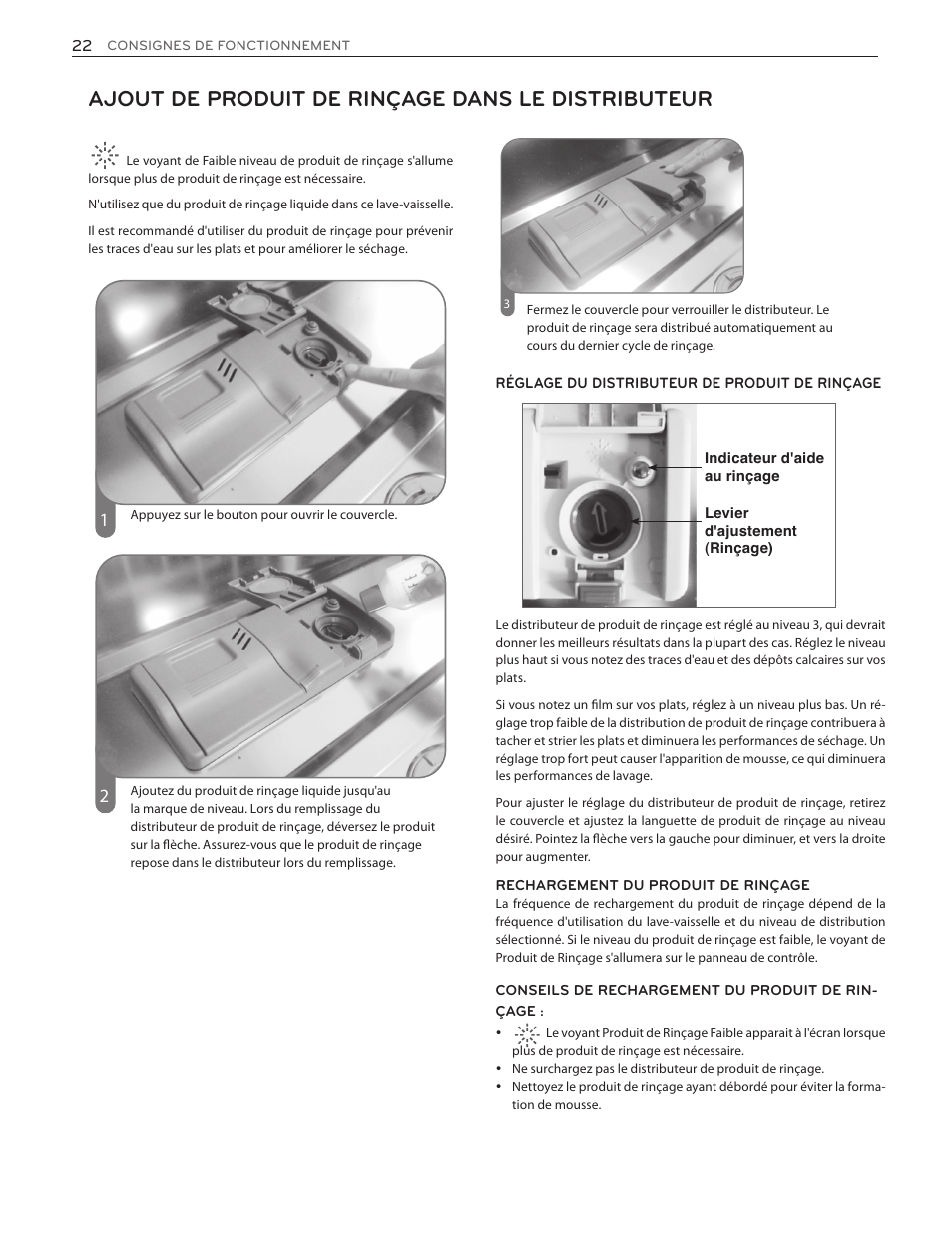 Ajout de produit de rinçage dans le distributeur | LG LDF8874ST User Manual | Page 86 / 100