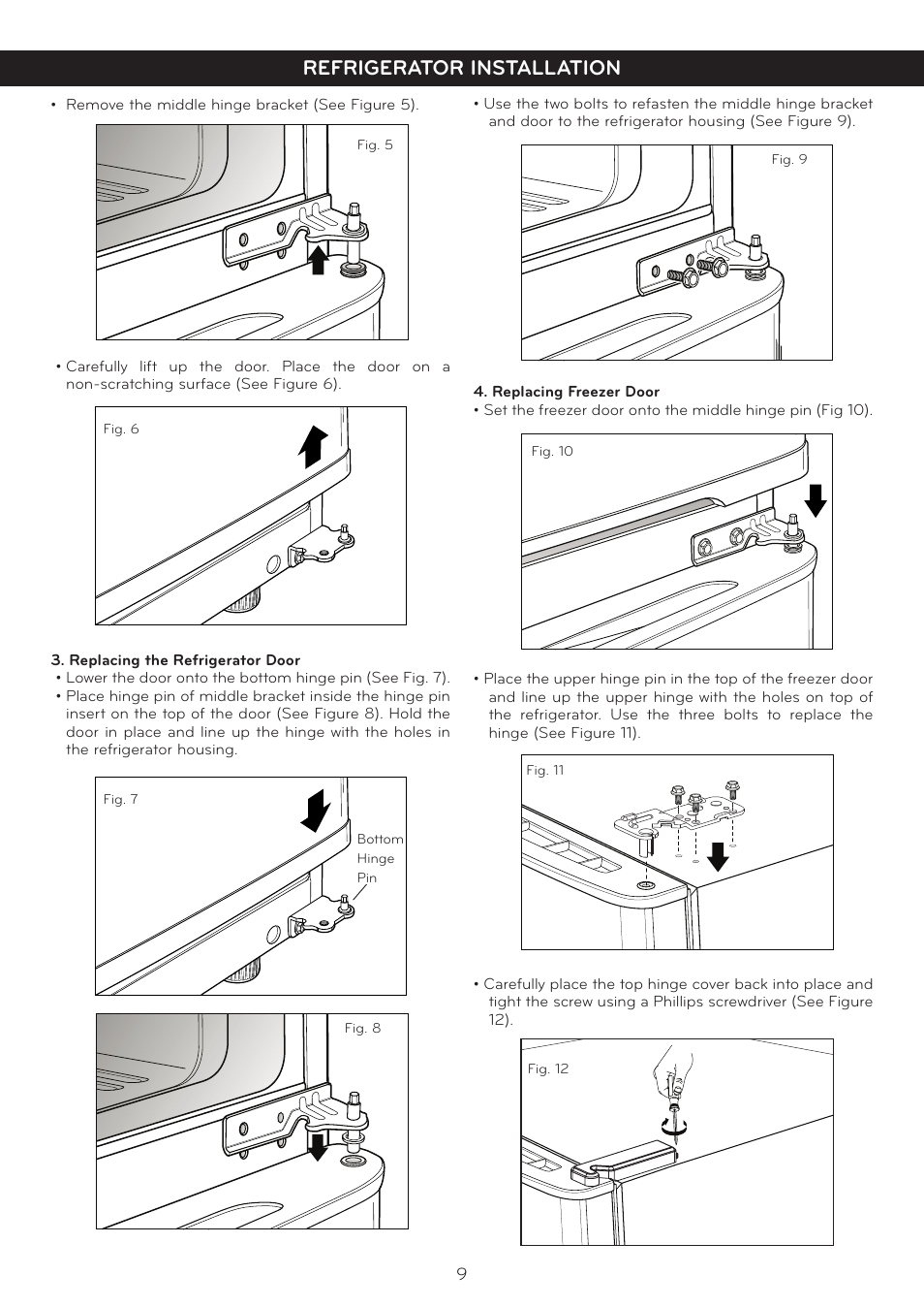 Refrigerator installation | LG LTN16385PL User Manual | Page 10 / 35