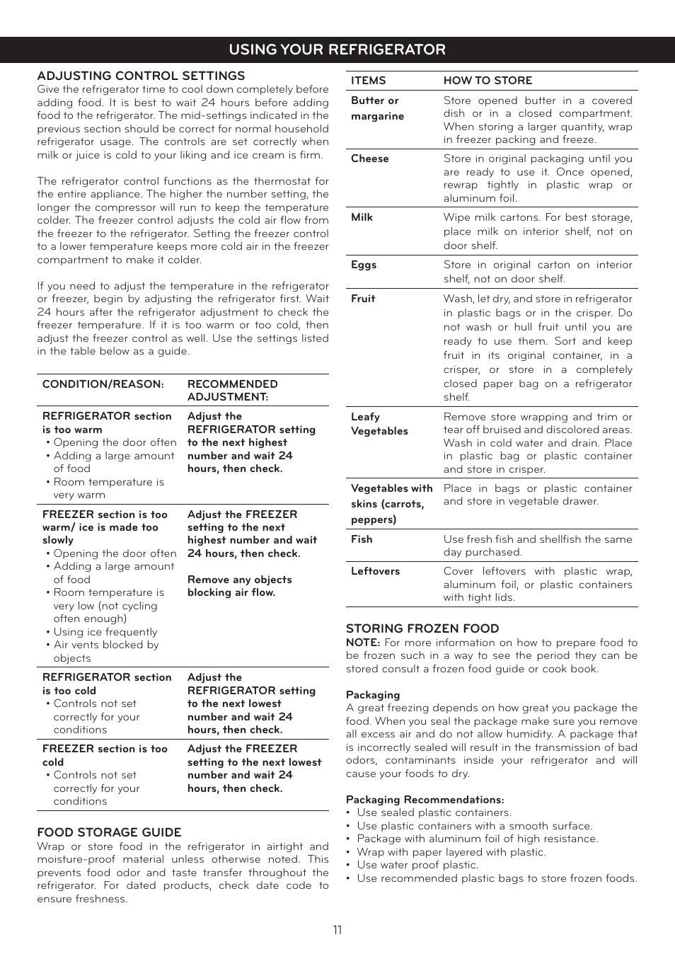 Using your refrigerator | LG LTN16385PL User Manual | Page 12 / 35