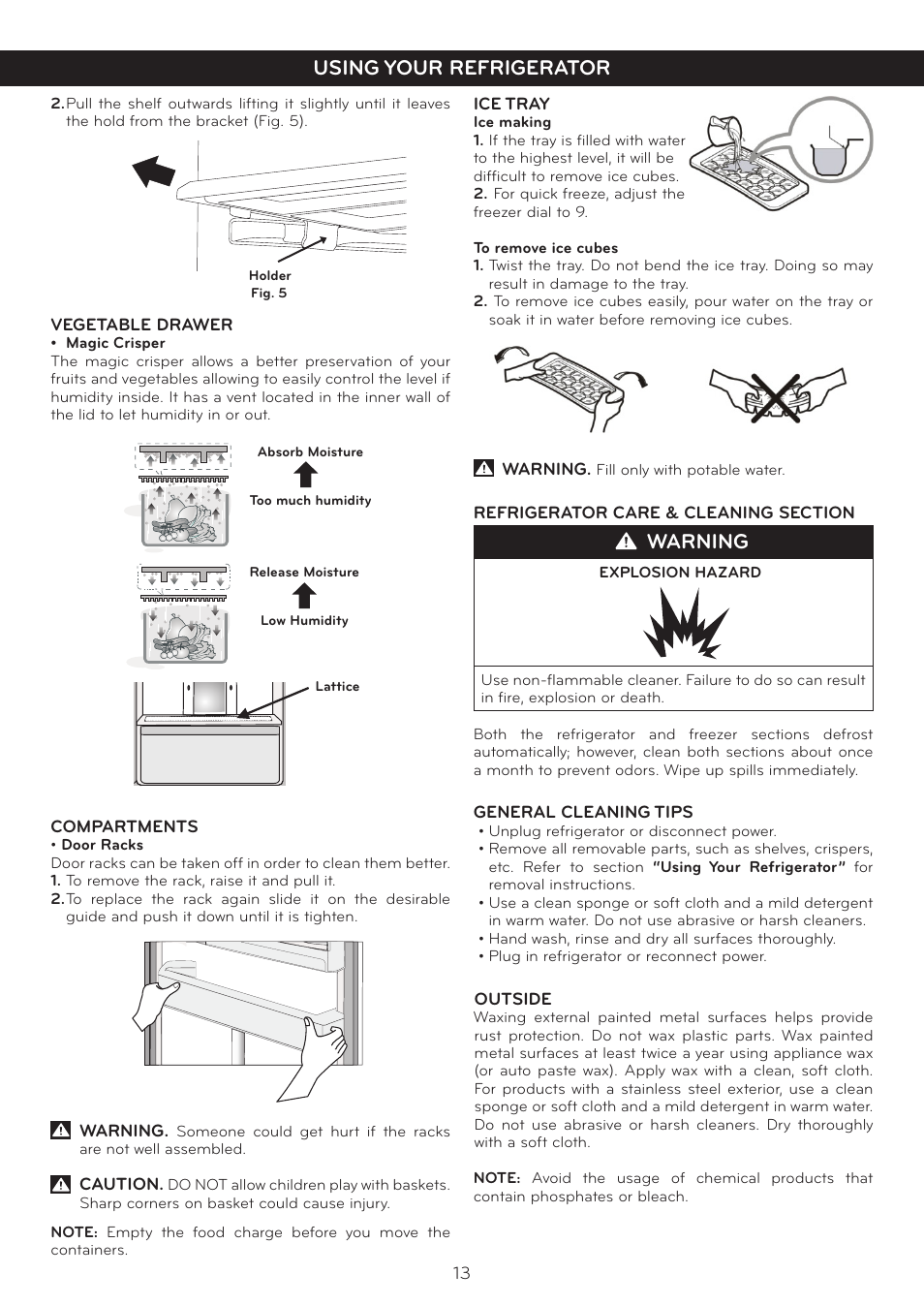 Warning | LG LTN16385PL User Manual | Page 14 / 35