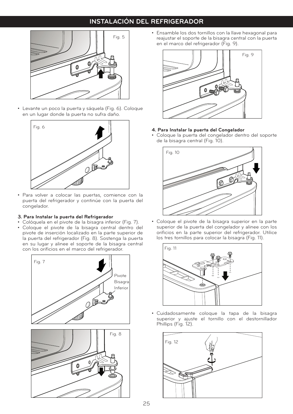 Instalación del refrigerador | LG LTN16385PL User Manual | Page 26 / 35