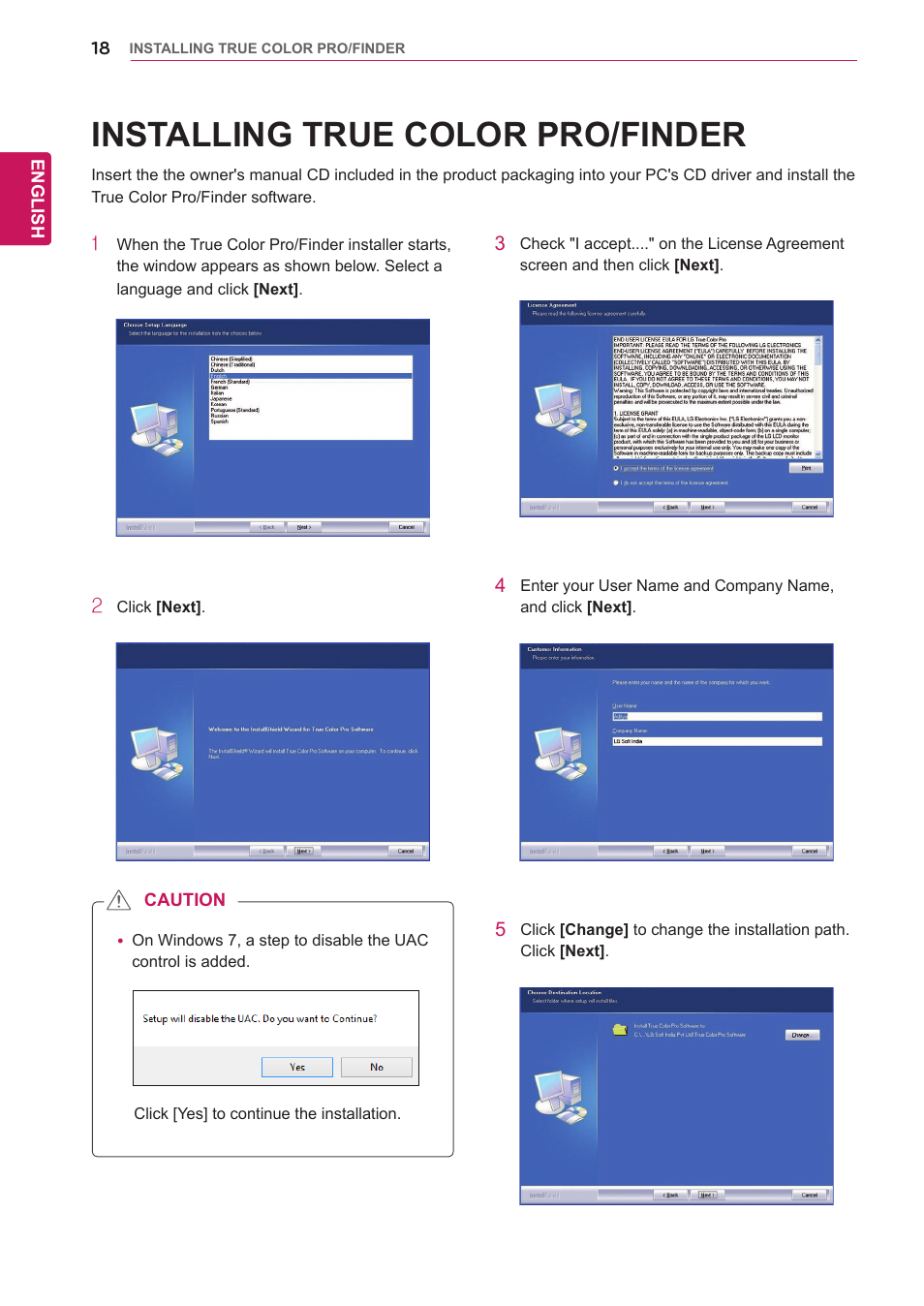 Installing true color pro/finder, Installing true color, Pro/finder | LG 27EA83-D User Manual | Page 19 / 37