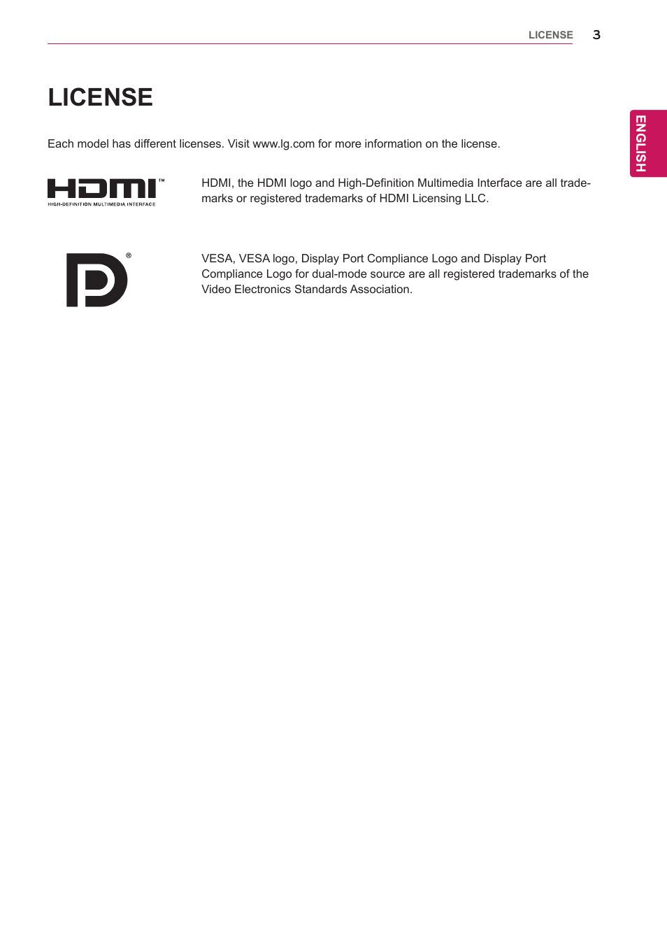 License | LG 27EA83-D User Manual | Page 4 / 37