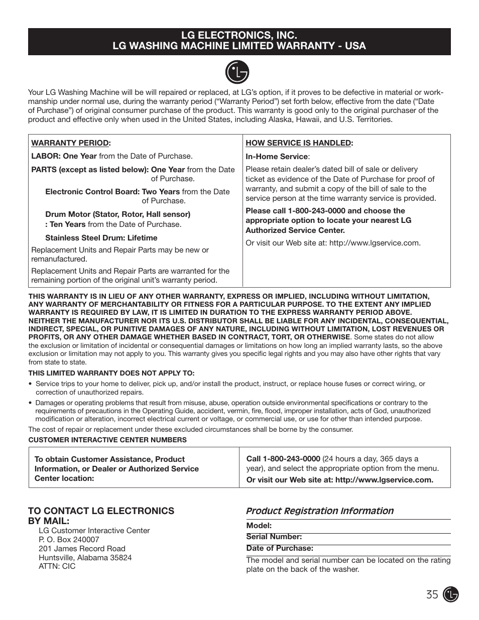 LG WM2901HVA User Manual | Page 35 / 108