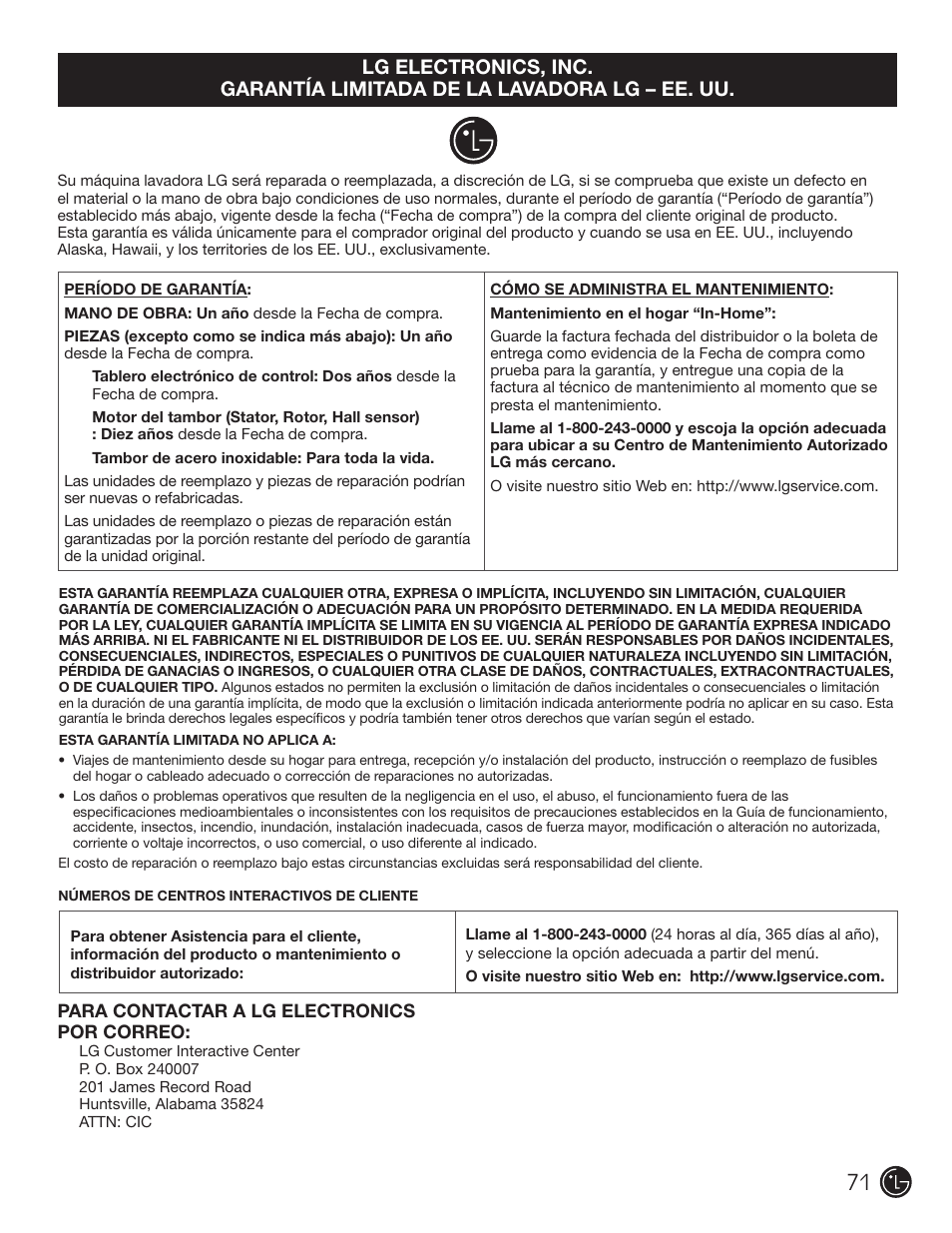 LG WM2901HVA User Manual | Page 71 / 108
