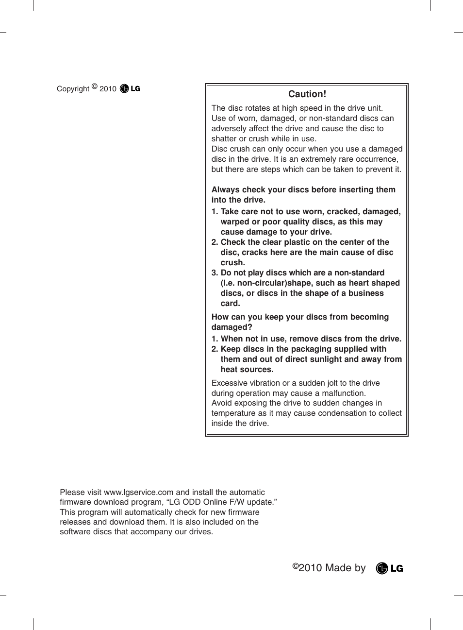 2010 made by | LG CH12LS28 User Manual | Page 15 / 15