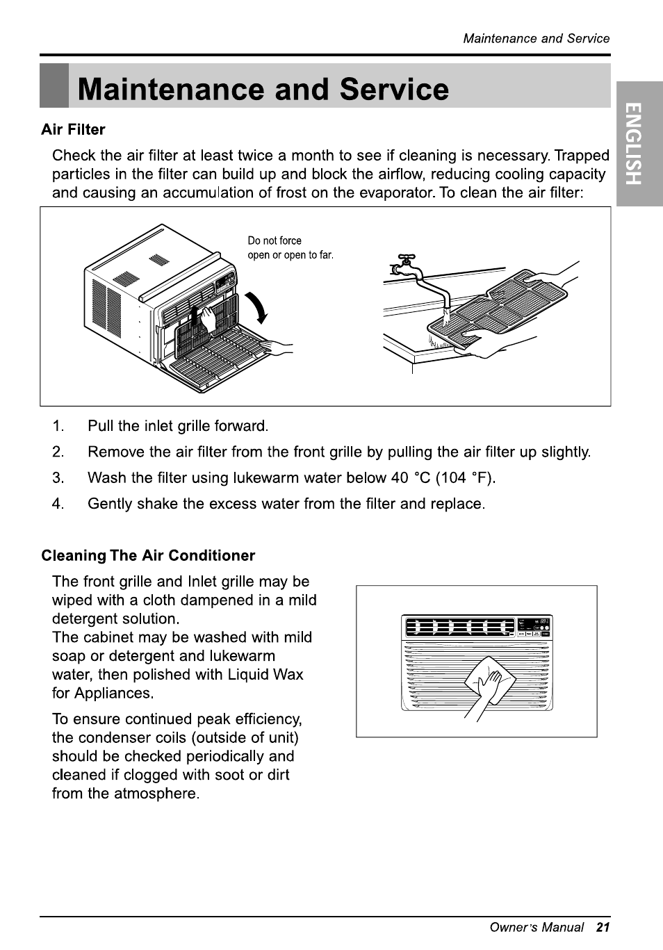 Maintenance and service | LG L8010ER User Manual | Page 21 / 52