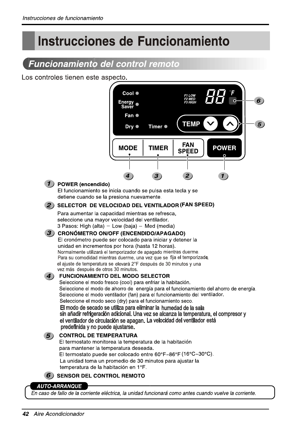 Funcionamiento dei controi remoto, Instrucciones de funcionamiento, Ij 3j 2j d | LG L8010ER User Manual | Page 42 / 52