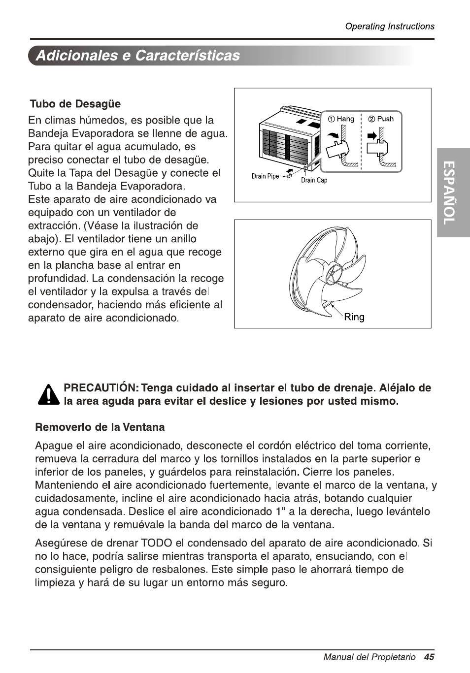 Adicionales e características | LG L8010ER User Manual | Page 45 / 52